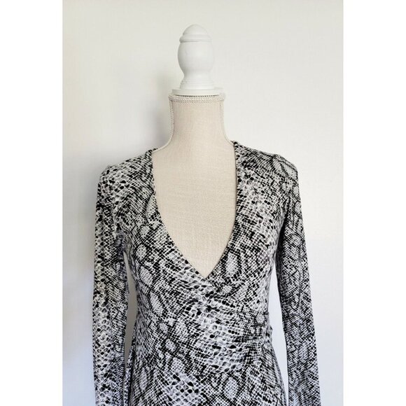 Good American Black White Python Runaround Midi Maxi Wrap Snakeskin Dress Small - Picture 5 of 13